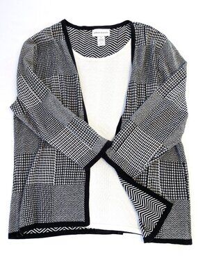 Alfred Dunner Sweater - Women's XL - Black & White Houndstooth Layered Pullover